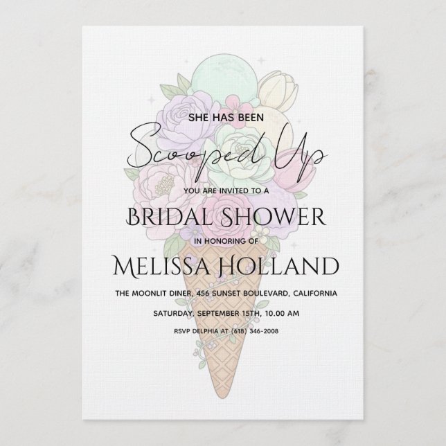 Invitation She's Been Scooped Up Ice Cream Bridal Shower (Devant)