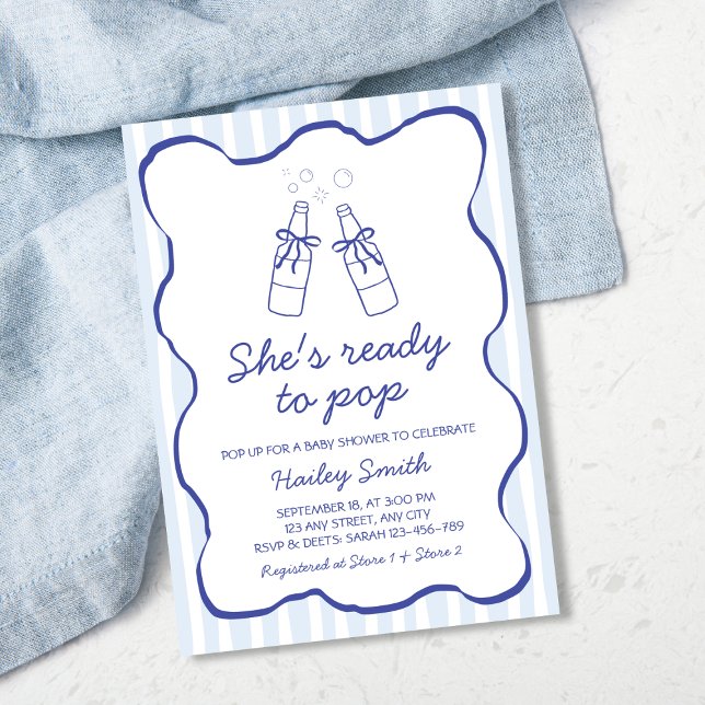 Invitation She's Ready To Pop Blue Soda Bottle Baby Shower (She's Ready To Pop Blue Soda Bottle Baby Shower Invitation)