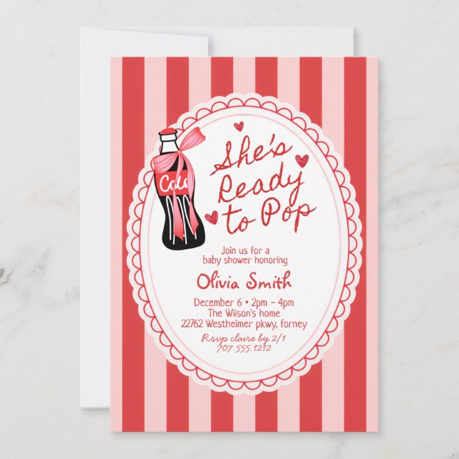 Invitation  She's Ready to Pop Soda Baby Shower (Devant)