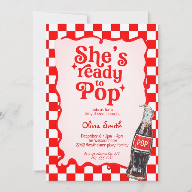 Invitation  She's Ready to Pop Soda Baby Shower party (Devant)