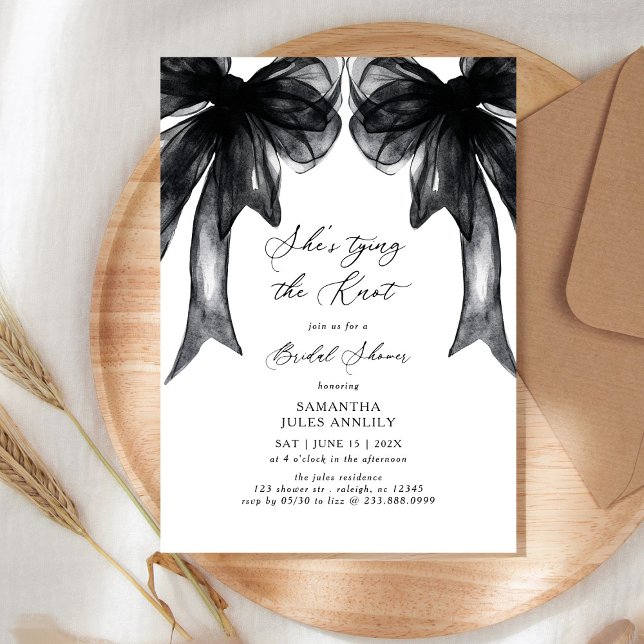 Invitation She's Tying The Knot Black Bow Bridal Shower (Créateur téléchargé)
