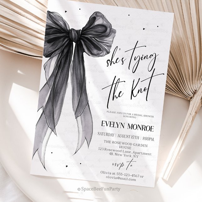 Invitation She's tying the knot Bridal shower  (She's tying the knot Bridal shower invitation Editable Bachelorette Party Invite Bow Modern Brunch P)