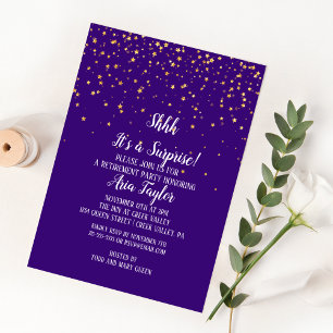 Invitation Shhh C'est un Confetti d'or surprise sur la fête v