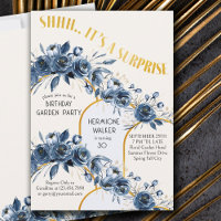 Shhh C'est un Surprise Gold Arch Blue Rose Anniver