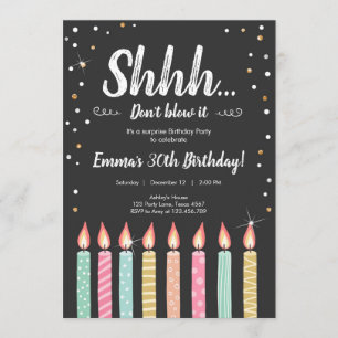 Invitation Shhh c'est une fête d'anniversaire de confettis