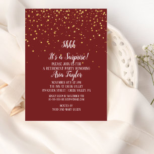 Invitation Shhh C'est une surprise Gold Confetti en Bourgogne