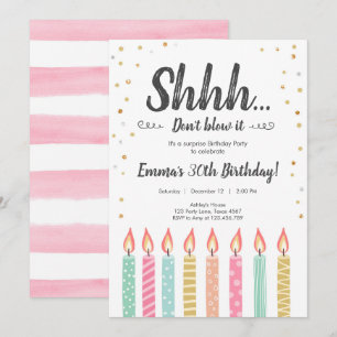 Invitation Shhh C'est une Surprise Gold Confetti fête d'anniv