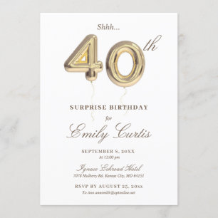 Invitation Shhh Surprise fête du 40e anniversaire