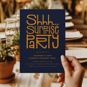 Invitation Shhh Surprise Party Anniversaire moderne