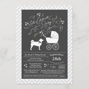 Invitation Shiba Inu Dog Baby shower neutre