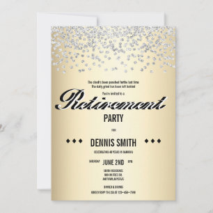 Invitation Shimmer   Parties scintillant Argent Confetti Retr