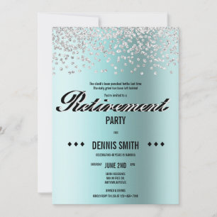 Invitation Shimmer   Parties scintillant Argent Confetti Retr