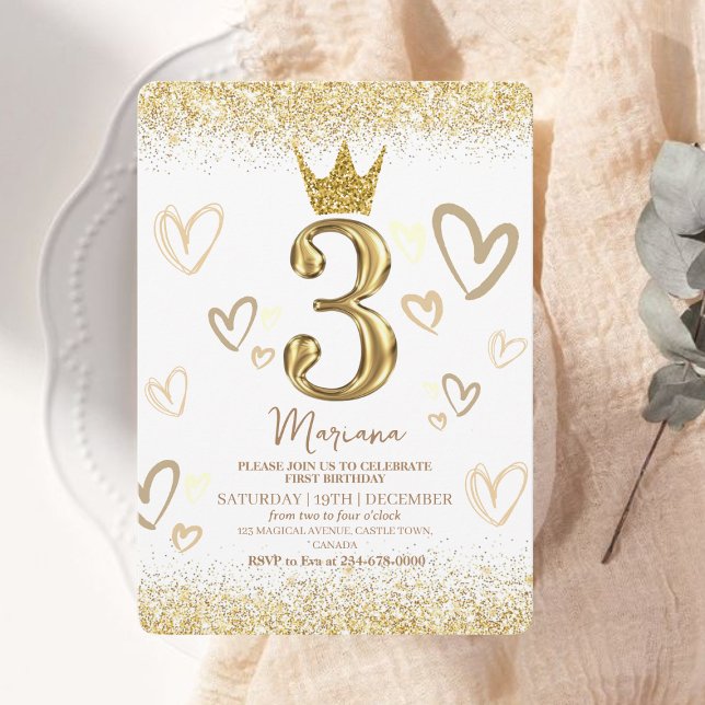 Invitation Shine Crown Gold Parties scintillant Fille fête d' (Créateur téléchargé)