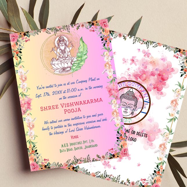 Invitation Shree Vishwakarma Pooja Florale (Créateur téléchargé)