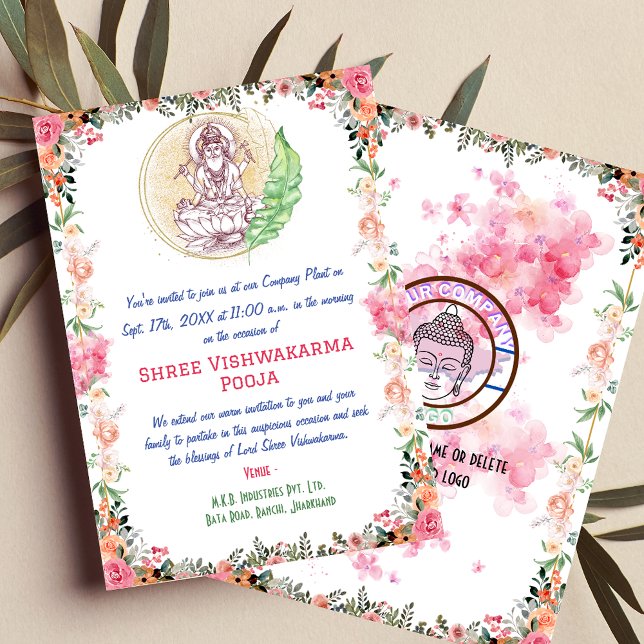 Invitation Shree Vishwakarma Pooja Florale (Créateur téléchargé)