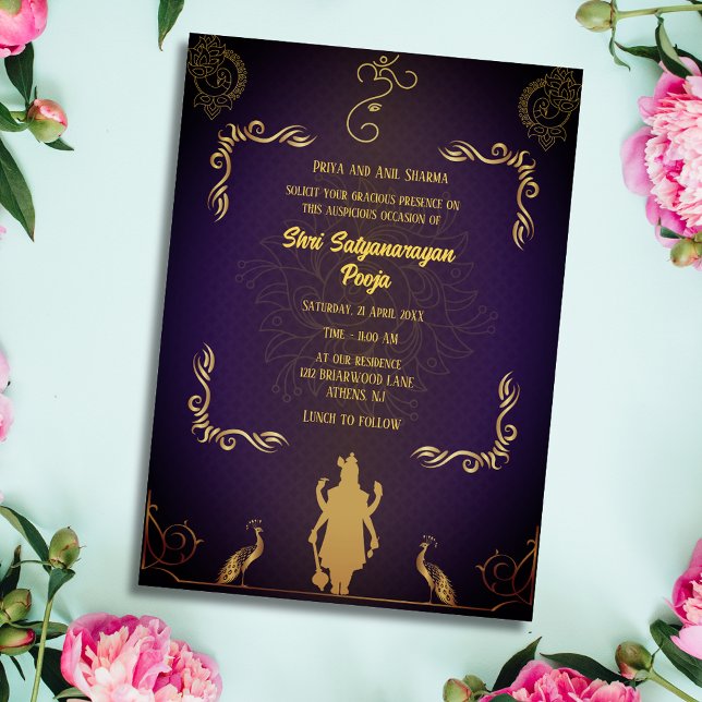 Invitation Shri Satyanarayan Pooja Hindu (Créateur téléchargé)