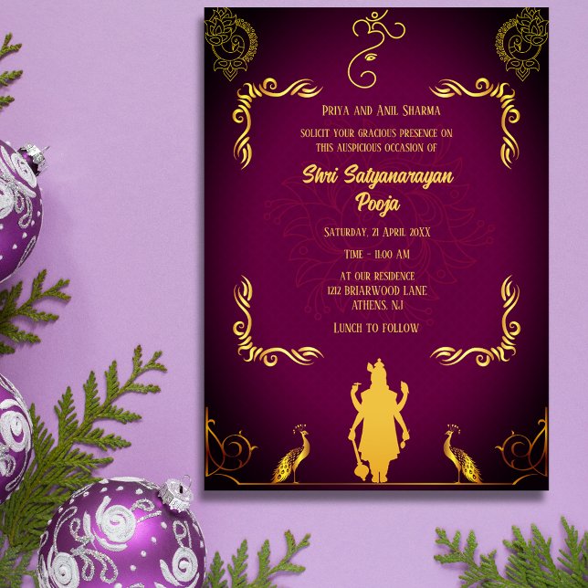 Invitation Shri Satyanarayan Pooja Hindu (Créateur téléchargé)