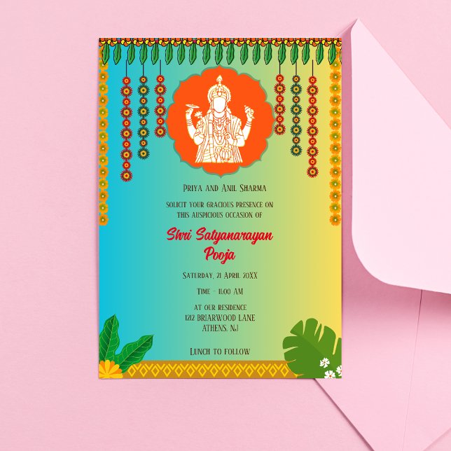 Invitation Shri Satyanarayan Pooja Hindu (Créateur téléchargé)