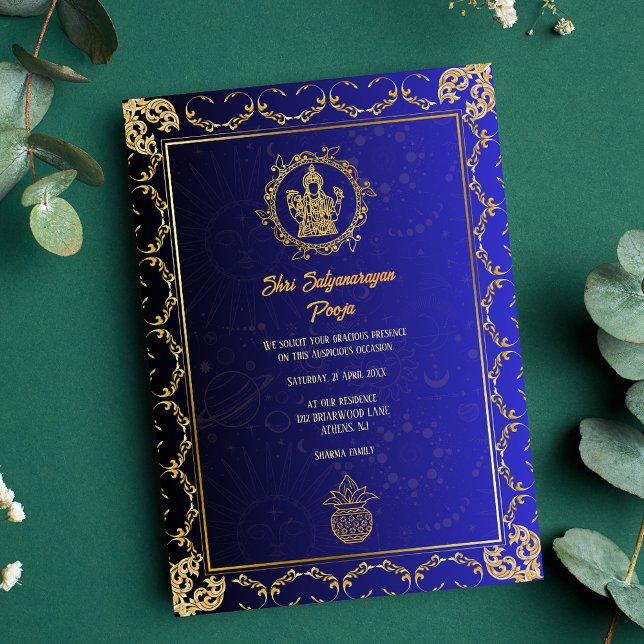 Invitation Shri Satyanarayan Pooja Minimal hindoue Indien (Créateur téléchargé)