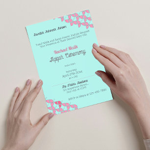 Invitation SHRIMPLEMENT Turquoise rose, Bébé fille Baby showe