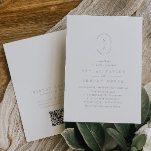 Invitation SHYLAH QR Code Purple Dusty Rose Mariage Boho