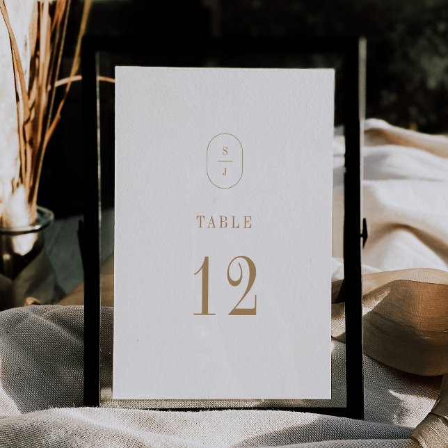 Invitation SHYLAH Simple Or Moderne Mariage Numéros de tablea (SHYLAH Simple Gold Modern Wedding Table Numbers)