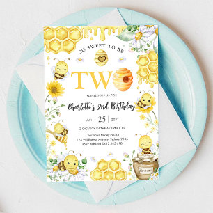 Invitation Si doux d'être deux abeille à miel 2ème anniversai