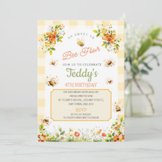 Invitation Si doux d'être quatre Invitation, 4e fête d'annive