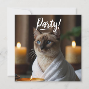 Invitation Siamese Chat dans l'invitation Spa PARTY