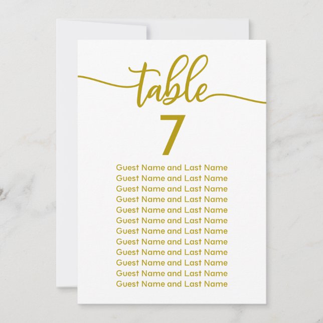 Invitation Siège mariage Elégante Calligraphie Or (Devant)