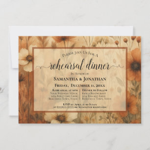 Invitation Sienne Bohème Fleurs Sauvages Dîner de Répétition