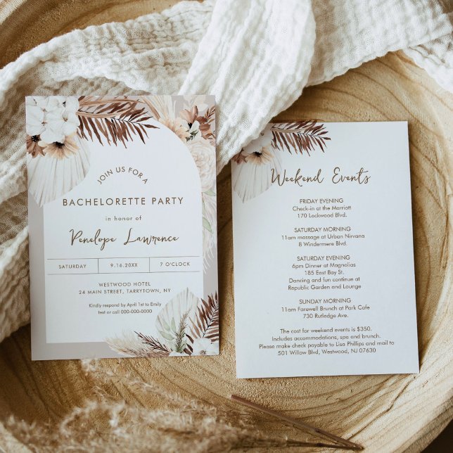Invitation SIERRA Bohemian Séché Palm Bachelorette Party (Créateur téléchargé)