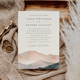 Invitation Sierra Dusk   Mariage de montagne rustique du sud-