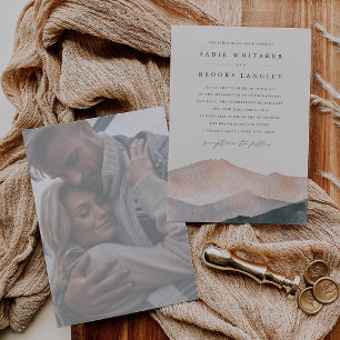 Invitation Sierra Dusk   Mariage photo défraîchi du désert