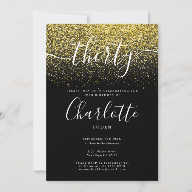 Invitation Signature 30e anniversaire Parties scintillant d'o (Devant)