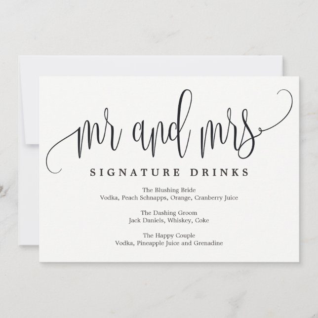 Invitation Signature mariage Boissons Signal - Belle Calligra (Devant)