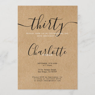 Invitation Signature Rustic Kraft 30e anniversaire