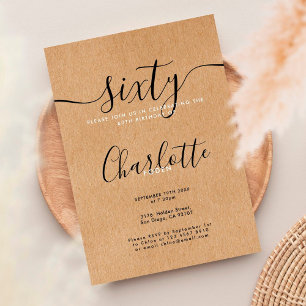 Invitation Signature Rustic Kraft 60e anniversaire