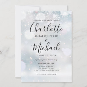 Invitation Signature Script Snowflakes Mariage d'hiver