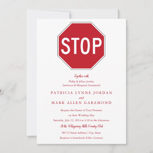 INVITATION SIGNE D'ARRET USA (Devant)