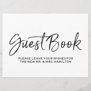 Invitation Signe de Livre d'Or de Mariage Lettres Dorées Él