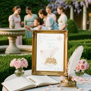 Invitation Signe de livre d'or floral élégant de l'ère Régenc