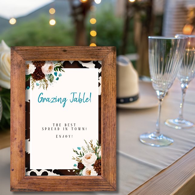 Invitation SIGNE DES Fleurs sauvages DU BOHO DE L'OUEST "Tabl (Western Boho Wildflowers "Grazing Table" Sign)