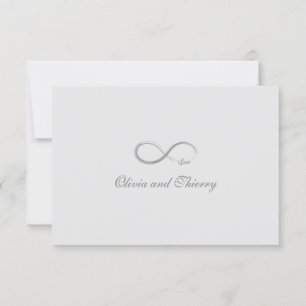 Invitation Signe d'infini pur or blanc gris mariage RSVP