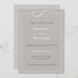 Invitation signe d'infini unique gris blanc taupe mariage