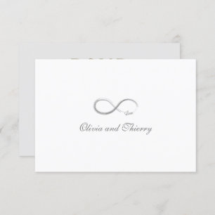 Invitation Signe d'infini Unique Gris Or Blanc Mariage RSVP