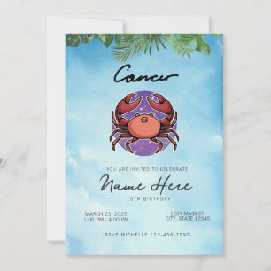 Invitation Signe du zodiaque Cancer Anniversaire