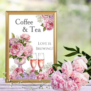 Invitation Signe Floral Coffee and Tea Love is Brewing