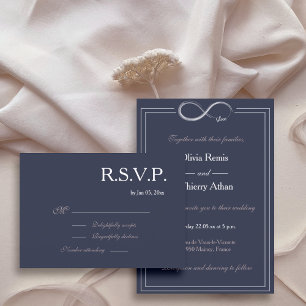 Invitation Signe infini bleu marine rose blanc réponse de mar