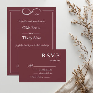 Invitation Signe Infini Burgundy Blush Élégant Mariage RSVP